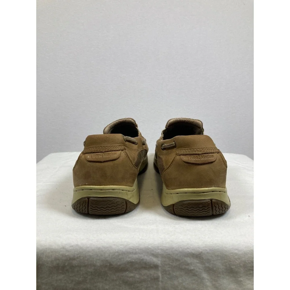 West Marine Performance Slip-On Men‎ 10.5 Tan Leather Mesh Boat Shoes 2520